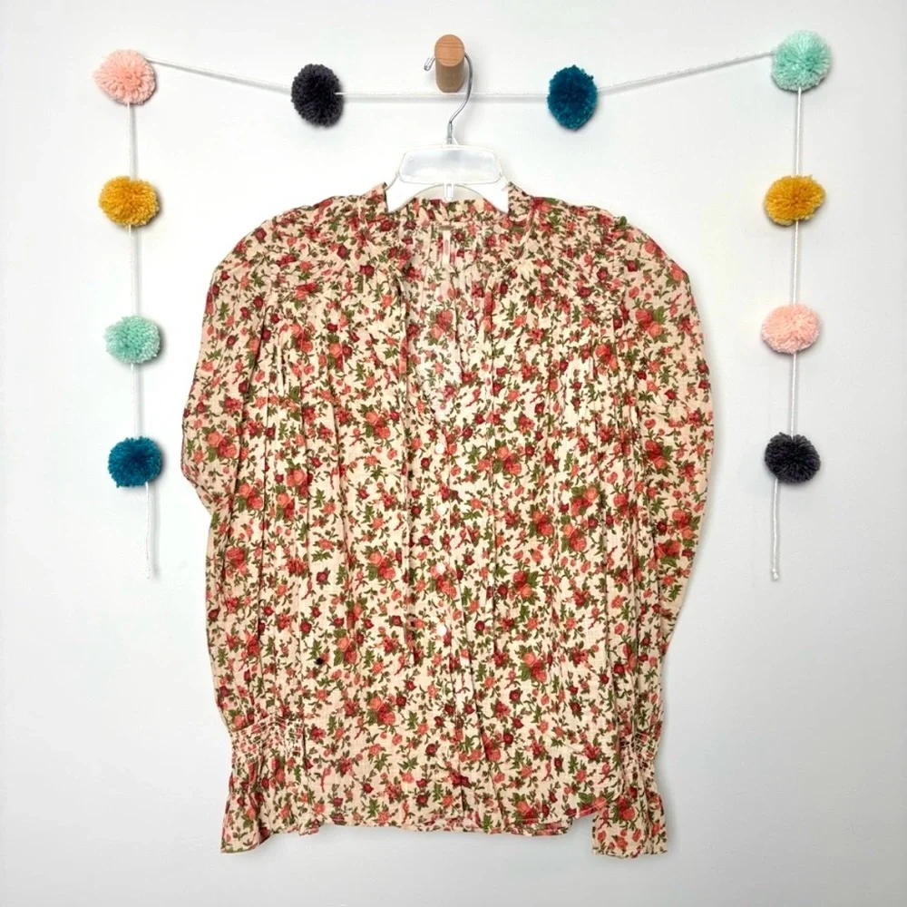 Free People Floral Meant to Be Romantic Blouse